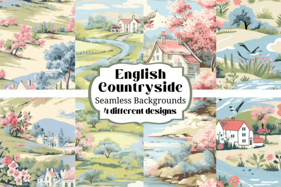 Capture Rural Charm with English Countryside Seamless Backgrounds