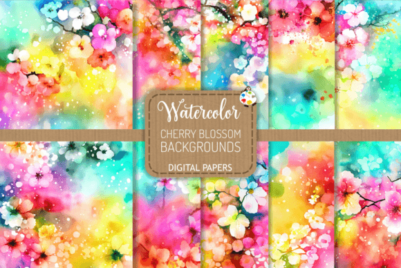 Cherry Blossom Watercolor Backgrounds: A Designer's Spring Asset