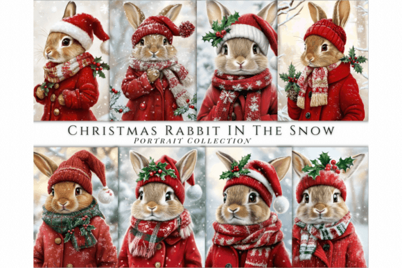 Christmas Rabbit Portrait Backgrounds: A Whimsical Holiday Collection