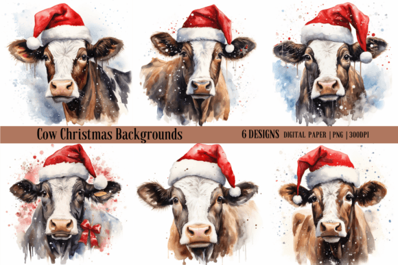Cow Christmas Backgrounds: Festive Digital Paper for Your Projects