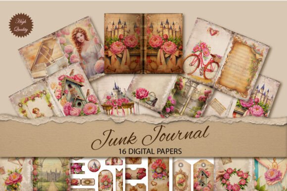 Peonies Junk Journal Paper Backgrounds: A Creative Asset