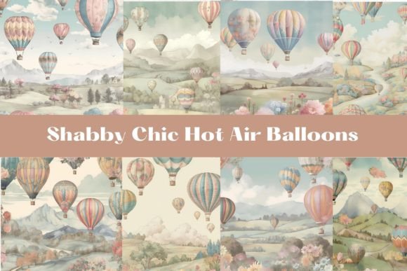 Shabby Chic Hot Air Balloon Backgrounds for Gentle Design