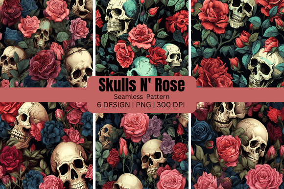 Skulls and Rose Seamless Backgrounds for Bold Creative Projects