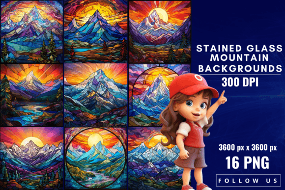 Stained Glass Mountain Backgrounds: Nature Meets Art