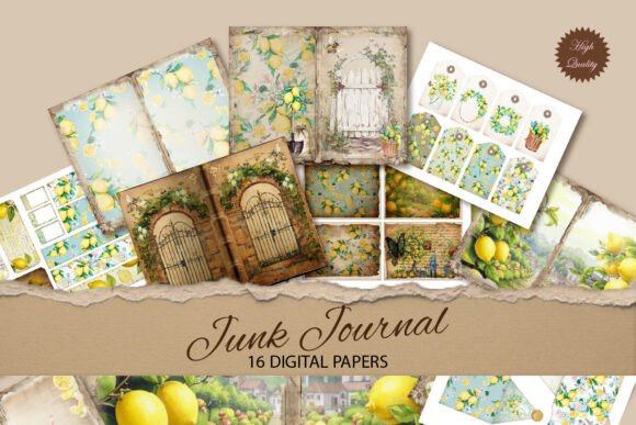 Sun-Kissed Pages: The Allure of Lemons Junk Journal Paper Backgrounds