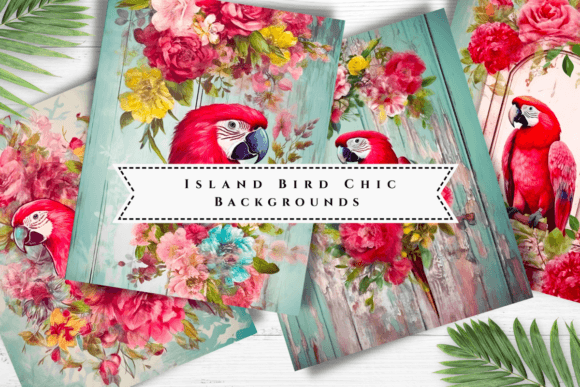 Tropical Parrot with Floral Backgrounds: A Burst of Paradise